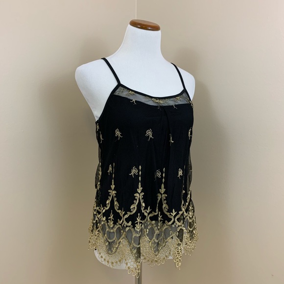 Altar’d State black & gold mesh tank top size S - Picture 1 of 7